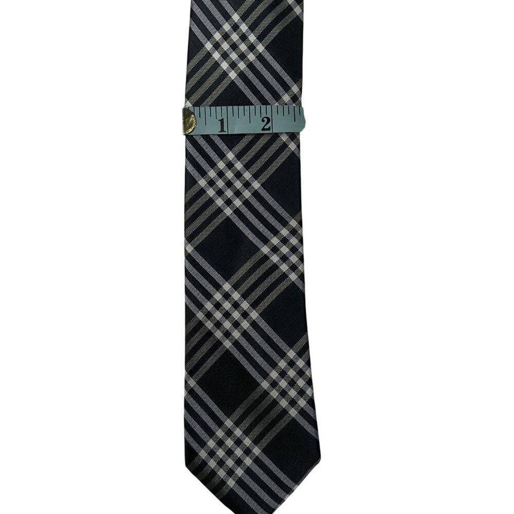 Black Brown 1826 100% Silk Neck Tie Navy Blue Green White Reflective‎ Plaid - Picture 9 of 12